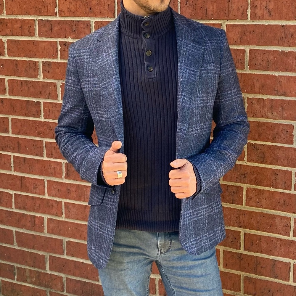 Joseph Abboud Blue Plaid Sport Coat. NWT - Picture 2 of 10